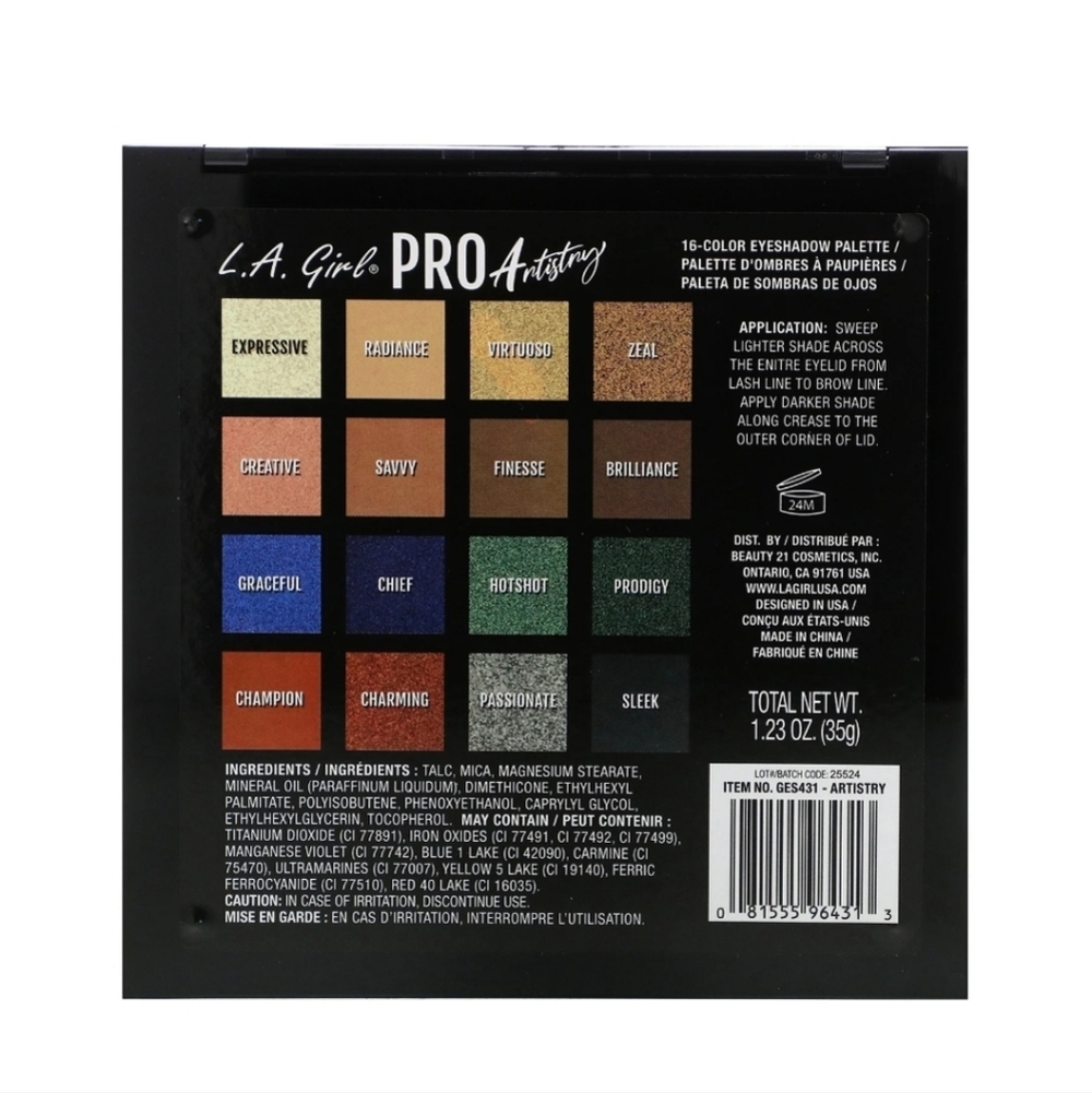 LA Girl Artistry Pro Eyeshadow Palette - Vibrant 16 Multi-Color - Picture 3 of 3